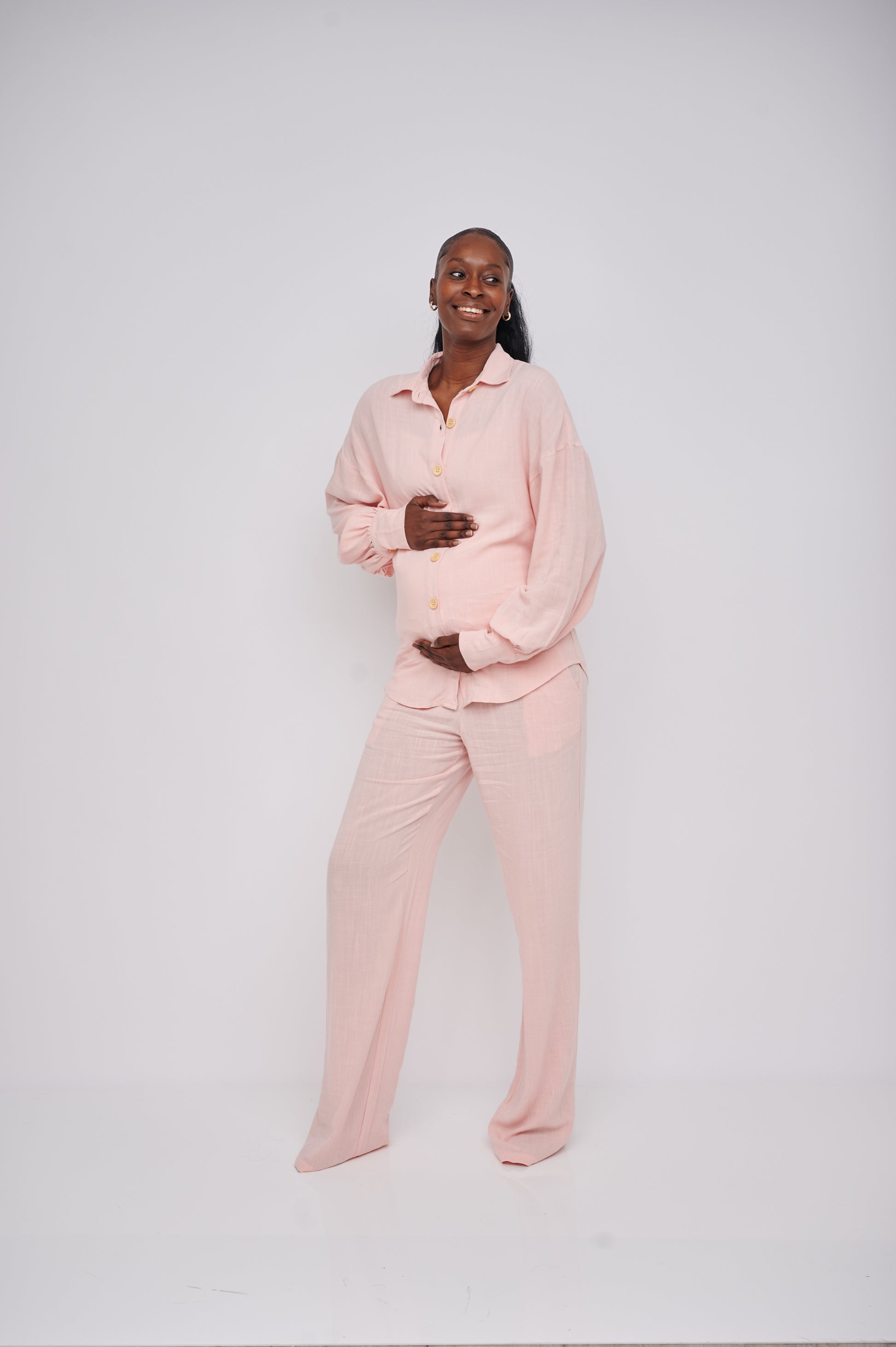 Buy Now Leilani Tall Maternity Trouser & Shirt, Set in Blush Pink